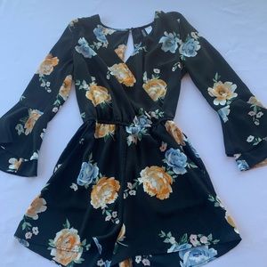 Floral Romper- Black- Size 2